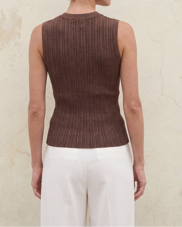 Brown Cosima Tank on model, back view – Moriel Heritage