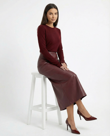 Ankela Red Leather Look Skirt