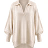The Lorna Collared Knit in ivory — product flat lay