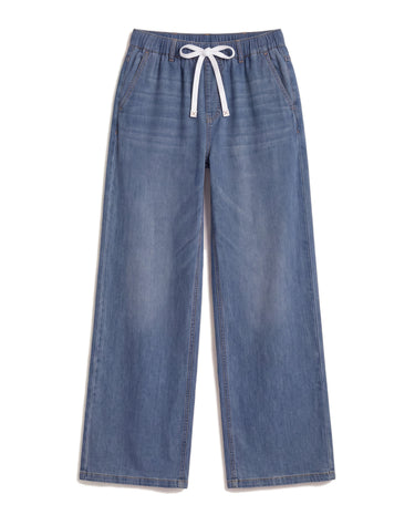 Isla Stretch Denim Jeans in Medium Blue, flat lay