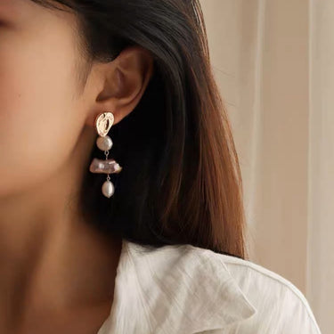 Lavender Natural Baroque Shaped Pearl Earrings