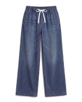 Isla Stretch Denim Jeans in Dark Blue, flat lay