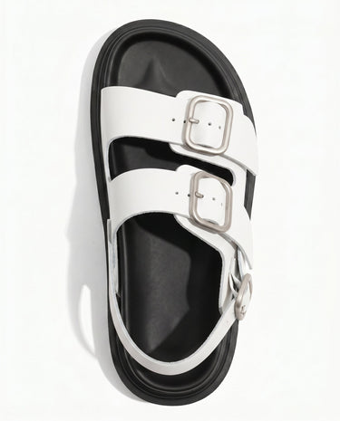 White buckled strap sandals, top view – Moriel Heritage