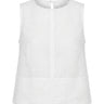 Everyday Ease Swing Top in white — sleeveless crew-neck cropped swing top, product flat-lay
