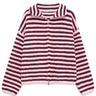 Tori Knit in Burgundy & Pink — flat lay of the striped ribbed zip-front knit