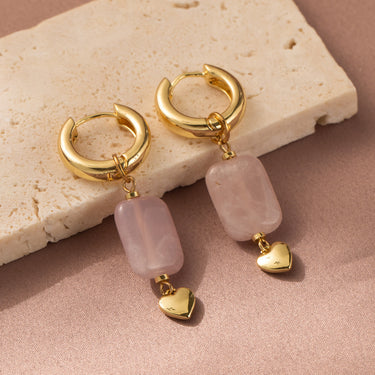 Natural Stone Heart Earrings