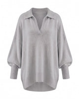The Lorna Collared Knit in gray — product flat lay