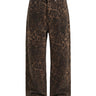 Leopard print wide-leg jeans, ghost mannequin product shot