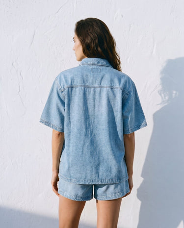 Light Wash denim shirt, back view – Moriel Heritage