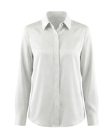 Graceful Satin Look Office Dress Shirt in white, flat lay front view with point collar