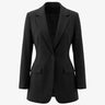Graciela Cinch Waist Blazer in black — single-button cinch-waist blazer with notch lapels, product flat-lay