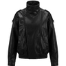 Hallie Funnel Jacket in black — product flat lay showing the funnel neck and zip front