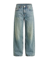 Harlow Low Rise Jeans in a pale blue-gray wash — low-rise baggy straight-leg denim, product flat lay