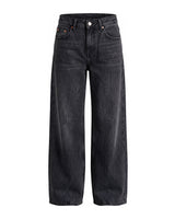 Harlow Low Rise Jeans in dark gray — low-rise baggy straight-leg denim in a deep charcoal wash, flat lay