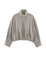 Henley Jacket in black and white gingham, flat lay front view