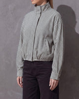 Side view of the Henley Jacket showing the soft blouson shape and full sleeves