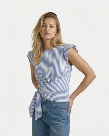 Margot Tie Waist Striped Top