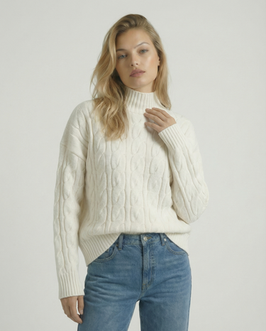 Boat Neck Cable Knit Sweater
