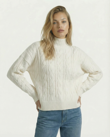 Boat Neck Cable Knit Sweater