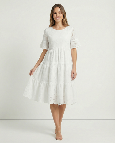 The Luciana Embroidered Cotton Midi Dress