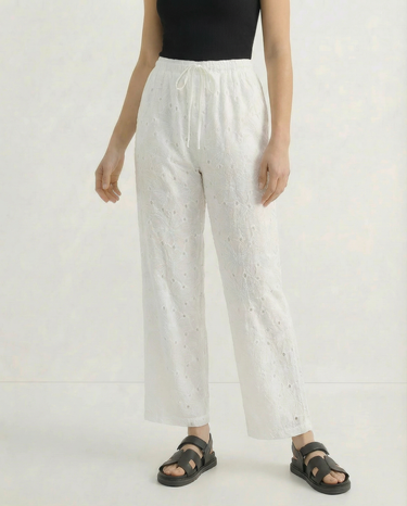 Noire Embroidered Straight Leg Pants