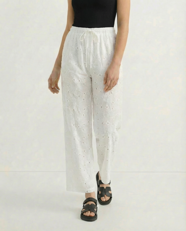 Noire Embroidered Straight Leg Pants