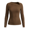 Gray polyester top, view 4 – Moriel Heritage