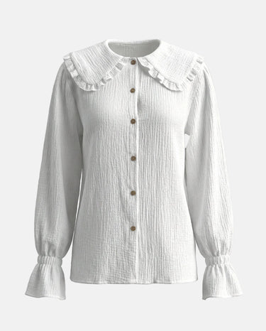 The Elodie Cotton Ruffle Collar Blouse