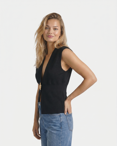 The Solara Gold Button Vest