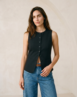 Black polyester vest, view 2 – Moriel Heritage