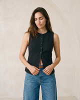 Brown polyester vest, view 4 – Moriel Heritage