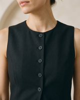 Brown polyester vest, view 2 – Moriel Heritage