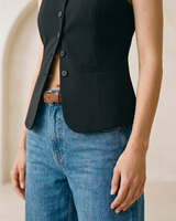 Black polyester vest, view 4 – Moriel Heritage