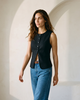 Brown polyester vest, view 3 – Moriel Heritage