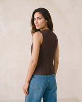White polyester vest, view 2 – Moriel Heritage