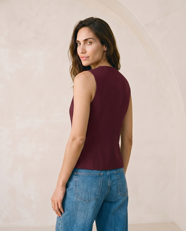 Khaki polyester vest, view 3 – Moriel Heritage