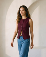Khaki polyester vest, view 4 – Moriel Heritage