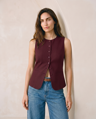 Khaki polyester vest, view 2 – Moriel Heritage