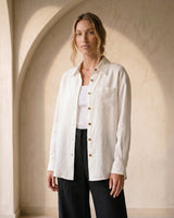 White linen shirt, view 2 – Moriel Heritage