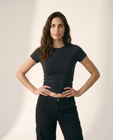 White viscose crew-neck t-shirt – Moriel Heritage