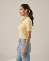 Yellow polyester top, view 3 – Moriel Heritage