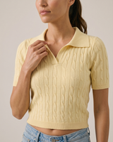 Yellow polyester top, view 4 – Moriel Heritage