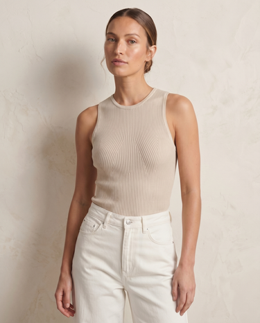 Beige knit knit sweater, view 2 – Moriel Heritage