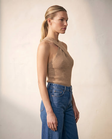 Black knit knit sweater, view 2 – Moriel Heritage