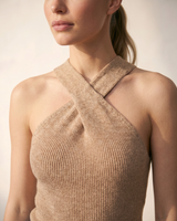 Beige knit knit sweater, view 4 – Moriel Heritage