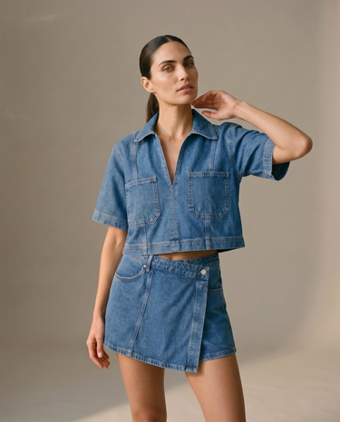 Wide-fit denim set, view 5 – Moriel Heritage