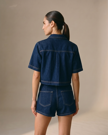 Light Blue Set wide-fit denim set, view 4 – Moriel Heritage