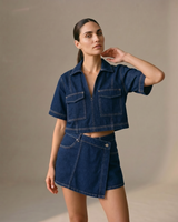 Deep Blue Set wide-fit denim set, view 3 – Moriel Heritage