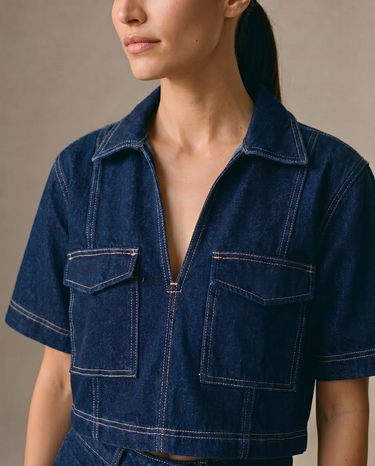 Deep Blue Set wide-fit denim set, view 4 – Moriel Heritage