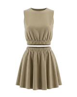 Khaki wide-fit cotton skirt – Moriel Heritage